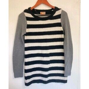 Vintage Mudd Sweater Womens M‎ Black Grey Grunge Striped 90s Y2K Retro Edgy